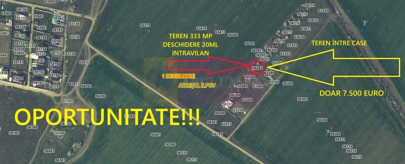Teren aproape de Bucuresti langa padure intre case